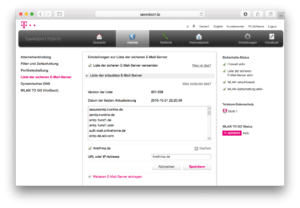 liste des speedports SMTP