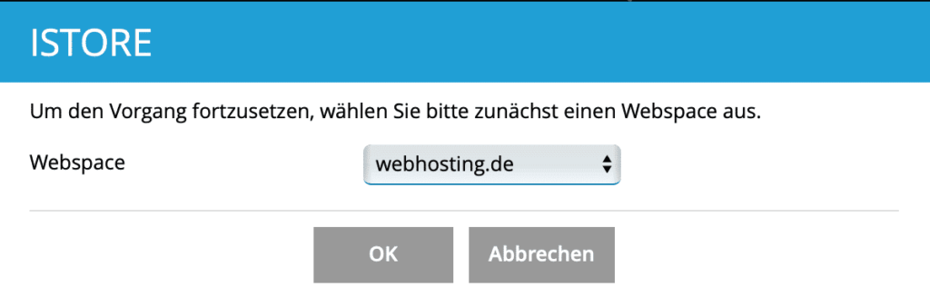 Sélectionner le domaine Plesk iStore