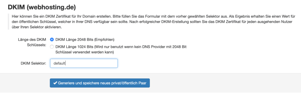 Générer la passerelle de protection antispam DKIM d'IStore