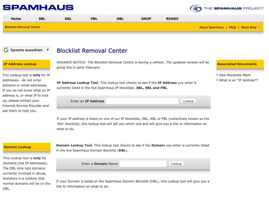 centre de suppression de spamhaus