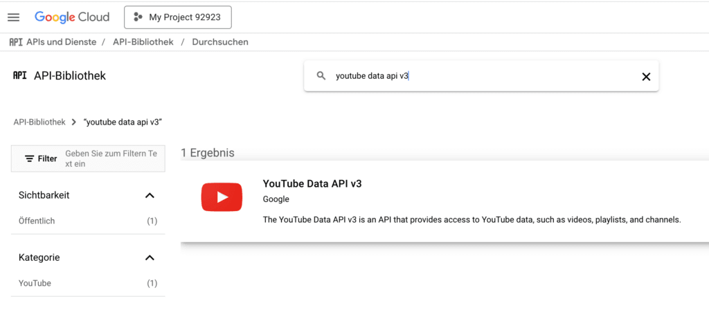 Google Cloud Youtube API Key