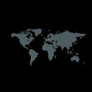 Réseau mondial de serveurs CDN représenté sur une carte du monde
