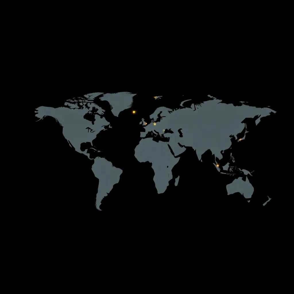 Réseau mondial de serveurs CDN représenté sur une carte du monde