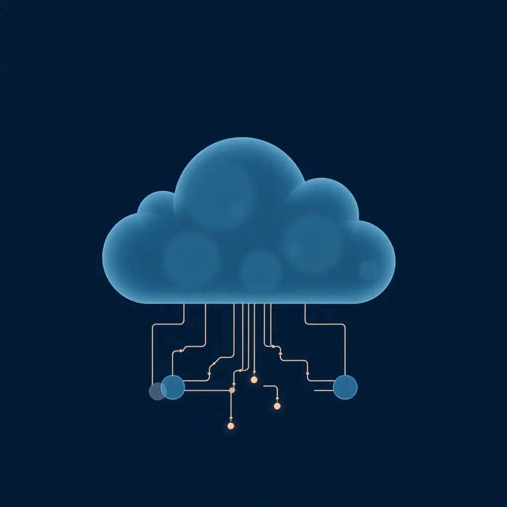 Représentation abstraite du Cloud Native Computing avec des nœuds et des flux de données en réseau