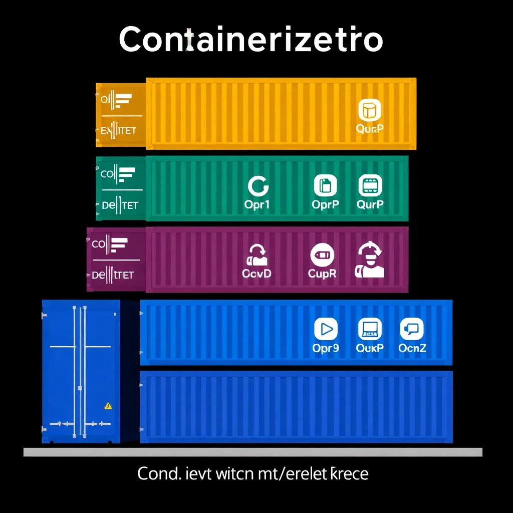 Containérisation : plusieurs conteneurs sur un noyau de système d'exploitation commun avec différentes icônes d'application
