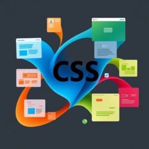 Visualisation abstraite de concepts CSS avec des éléments de design imbriqués les uns dans les autres