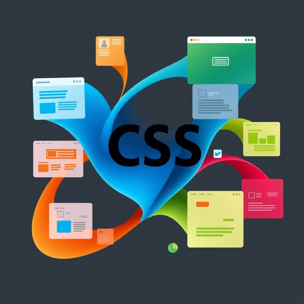 Visualisation abstraite de concepts CSS avec des éléments de design imbriqués les uns dans les autres