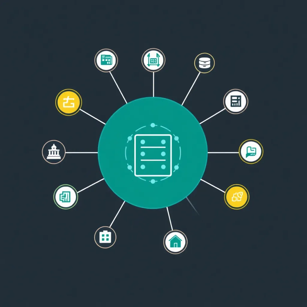 Visualisation abstraite d'un serveur de base de données comme hub central de données