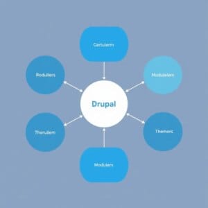Diagramme abstrait de la structure modulaire de Drupal