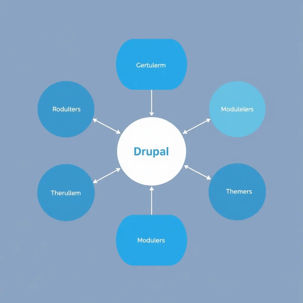 Diagramme abstrait de la structure modulaire de Drupal
