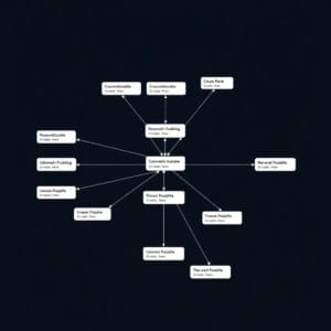 Représentation abstraite d'un schéma GraphQL avec des points de données en réseau