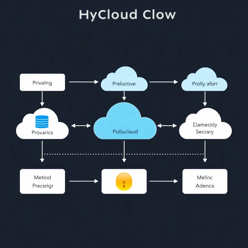 Représentation schématique d'une architecture de cloud hybride avec des environnements de cloud privé et public interconnectés