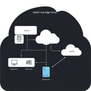 Représentation schématique d'une architecture hybride Edge Cloud avec des appareils Edge et des serveurs Cloud