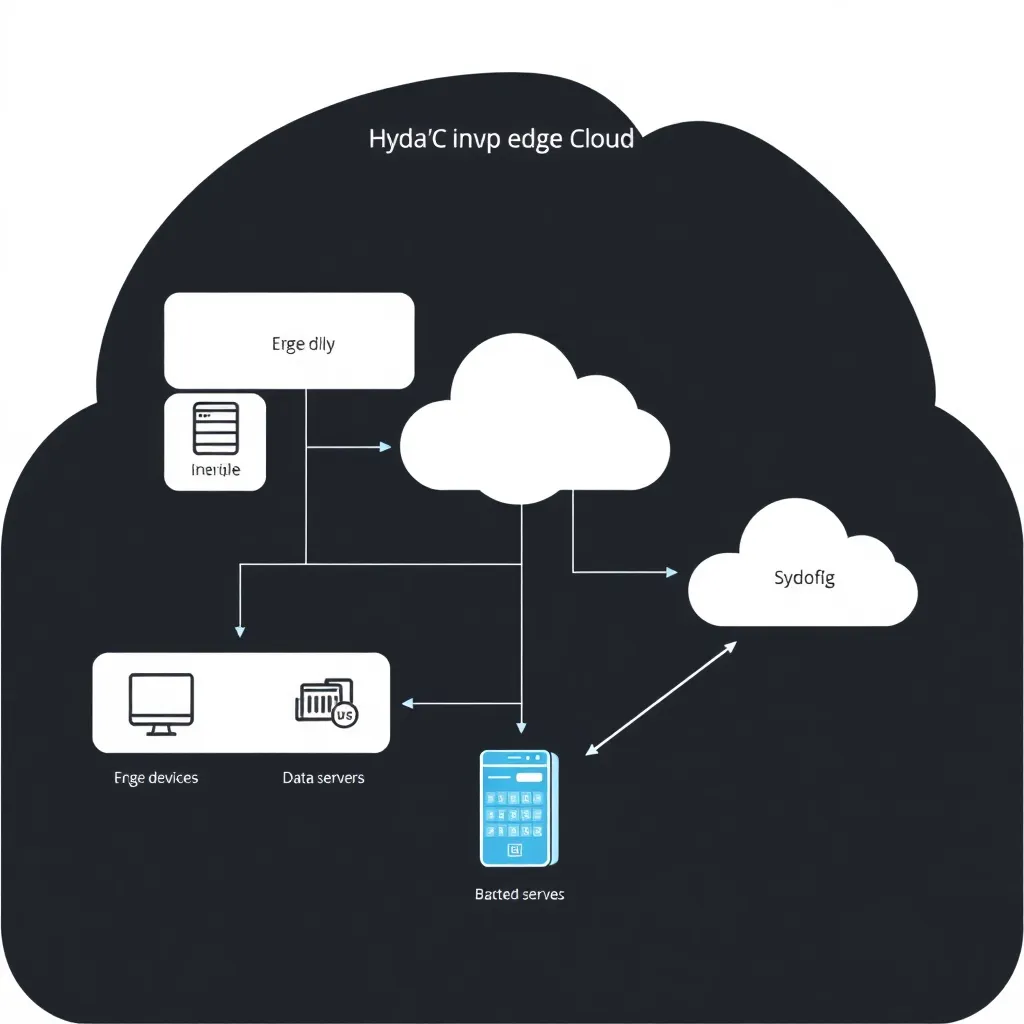 Représentation schématique d'une architecture hybride Edge Cloud avec des appareils Edge et des serveurs Cloud