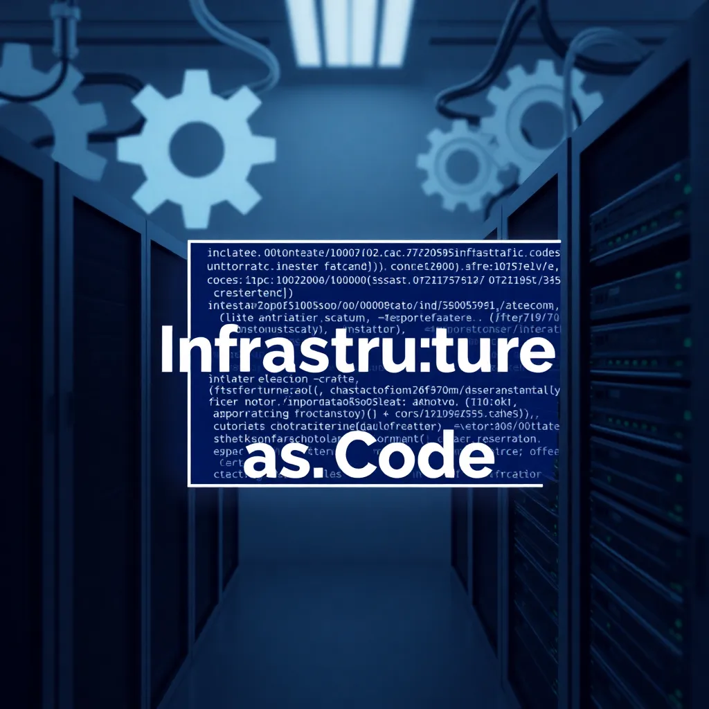Représentation visuelle de l'Infrastructure as Code : Le code se transforme en racks de serveurs et en composants réseau