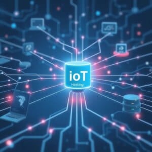 Visualisation d'une infrastructure d'hébergement IoT avec des appareils et des serveurs en réseau