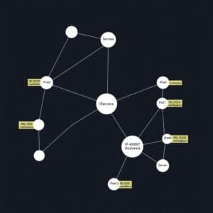 Visualisation abstraite du réseau avec les adresses IP comme nœuds connectés