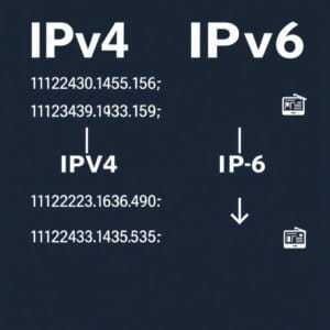 Comparaison des adresses IPv4 et IPv6 avec les icônes de réseau