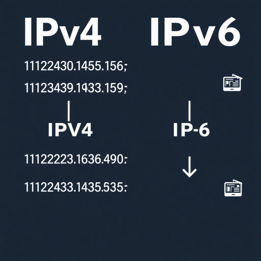 Comparaison des adresses IPv4 et IPv6 avec les icônes de réseau