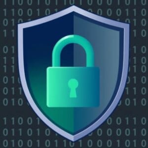 Représentation symbolique de Let's Encrypt : un panneau avec un cadenas vert, entouré de code binaire