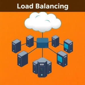Représentation schématique d'un système de load balancing avec plusieurs serveurs et un load balancer central