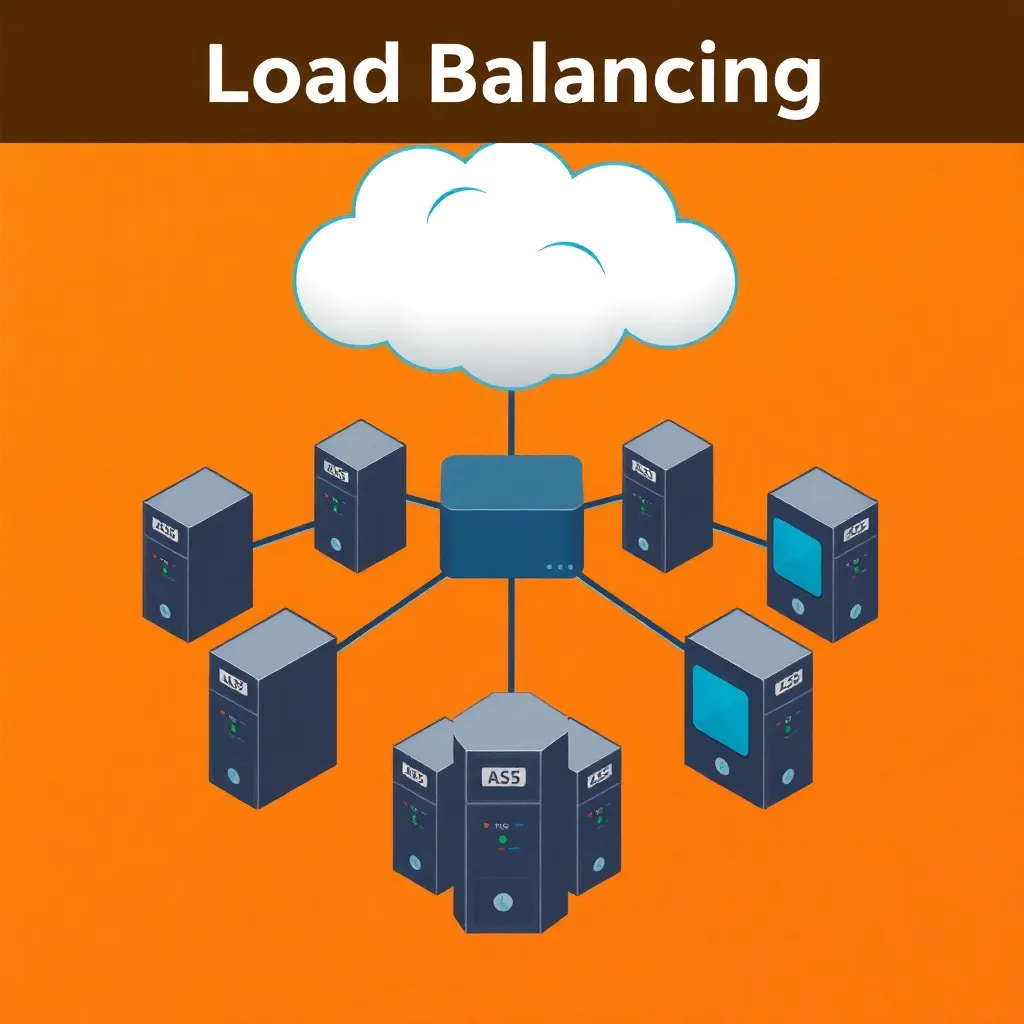 Représentation schématique d'un système de load balancing avec plusieurs serveurs et un load balancer central