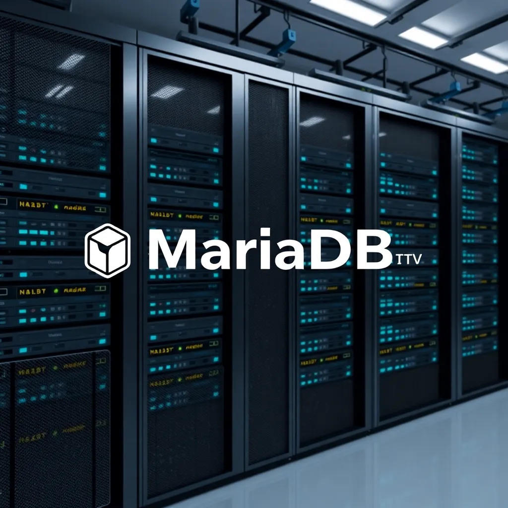 Châssis de serveur de base de données MariaDB moderne avec nœuds et flux de données en réseau