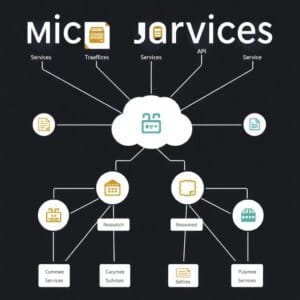 Représentation schématique de l'architecture des microservices avec des services indépendants en réseau