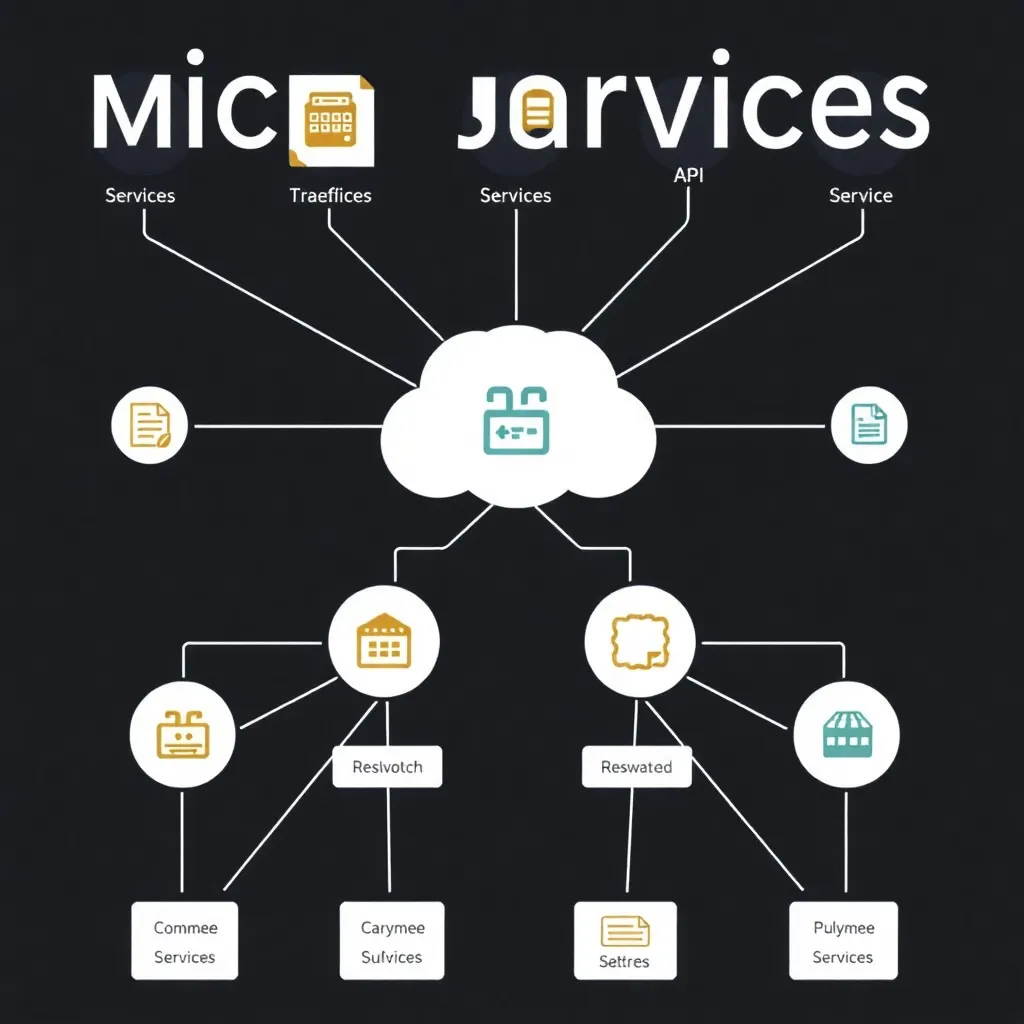 Représentation schématique de l'architecture des microservices avec des services indépendants en réseau