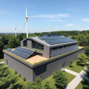 Un centre de données durable avec des sources d'énergie renouvelables et une architecture verte