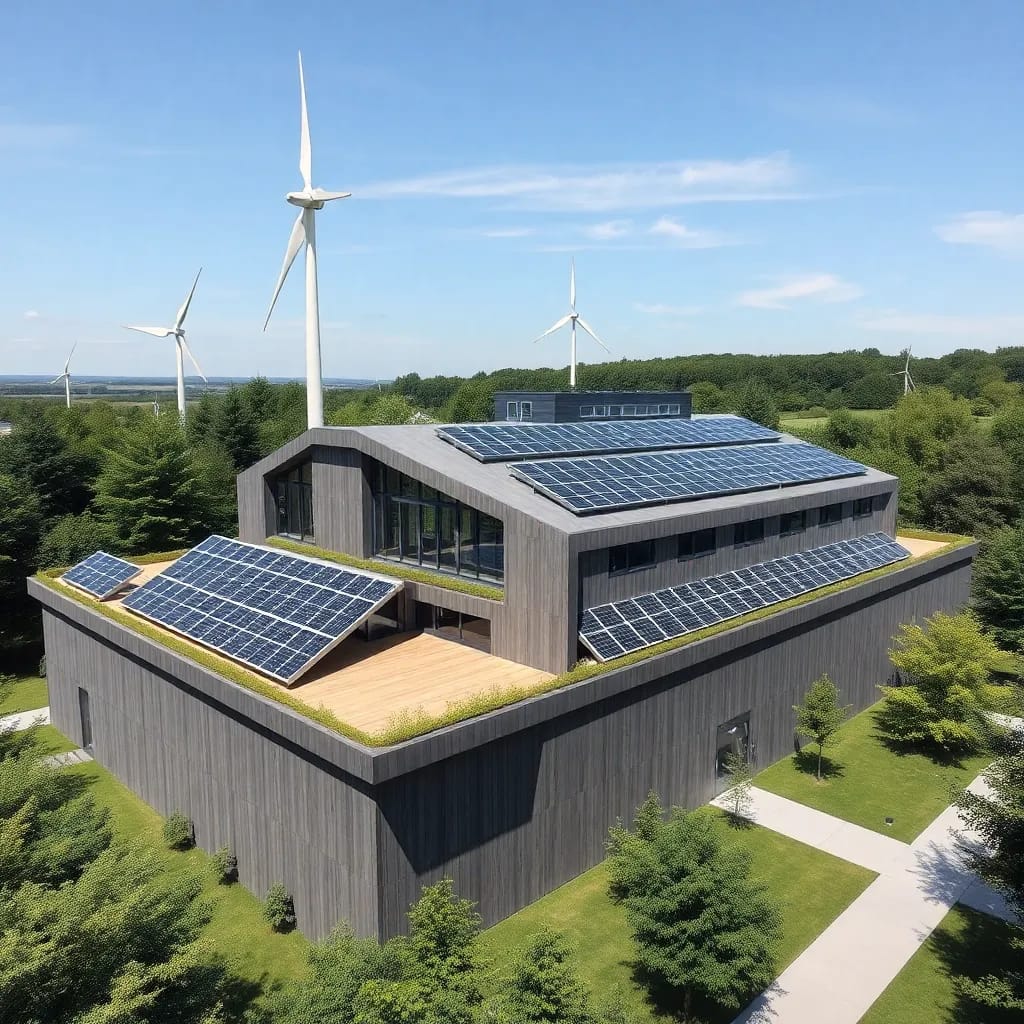 Un centre de données durable avec des sources d'énergie renouvelables et une architecture verte