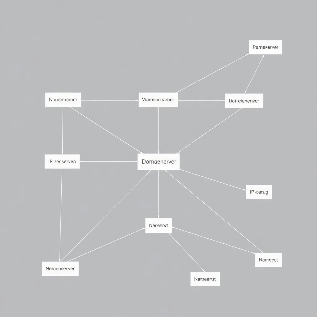 Diagramme de réseau abstrait illustrant la fonction des serveurs de noms dans le DNS