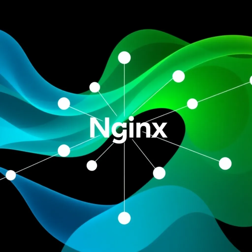 Représentation abstraite de Nginx en tant que nœud central dans une infrastructure réseau