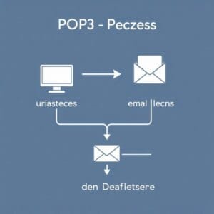 Représentation schématique du protocole POP3 : communication client-serveur et récupération du courrier électronique