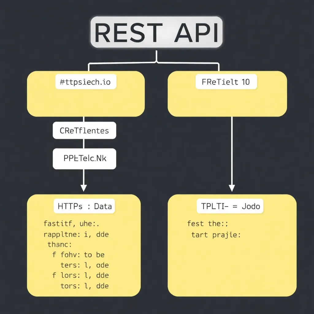 Représentation schématique d'une API REST avec client, serveur et méthodes HTTP