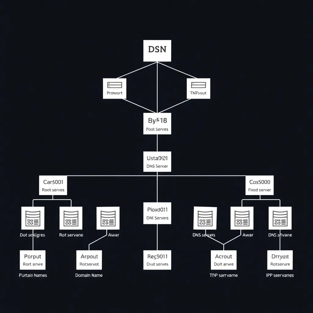 Structure hiérarchique du système DNS avec des serveurs racines au sommet