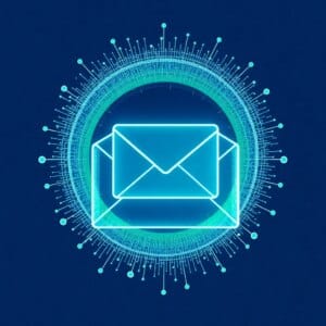Représentation abstraite d'un filtre anti-spam comme bouclier numérique qui trie les e-mails