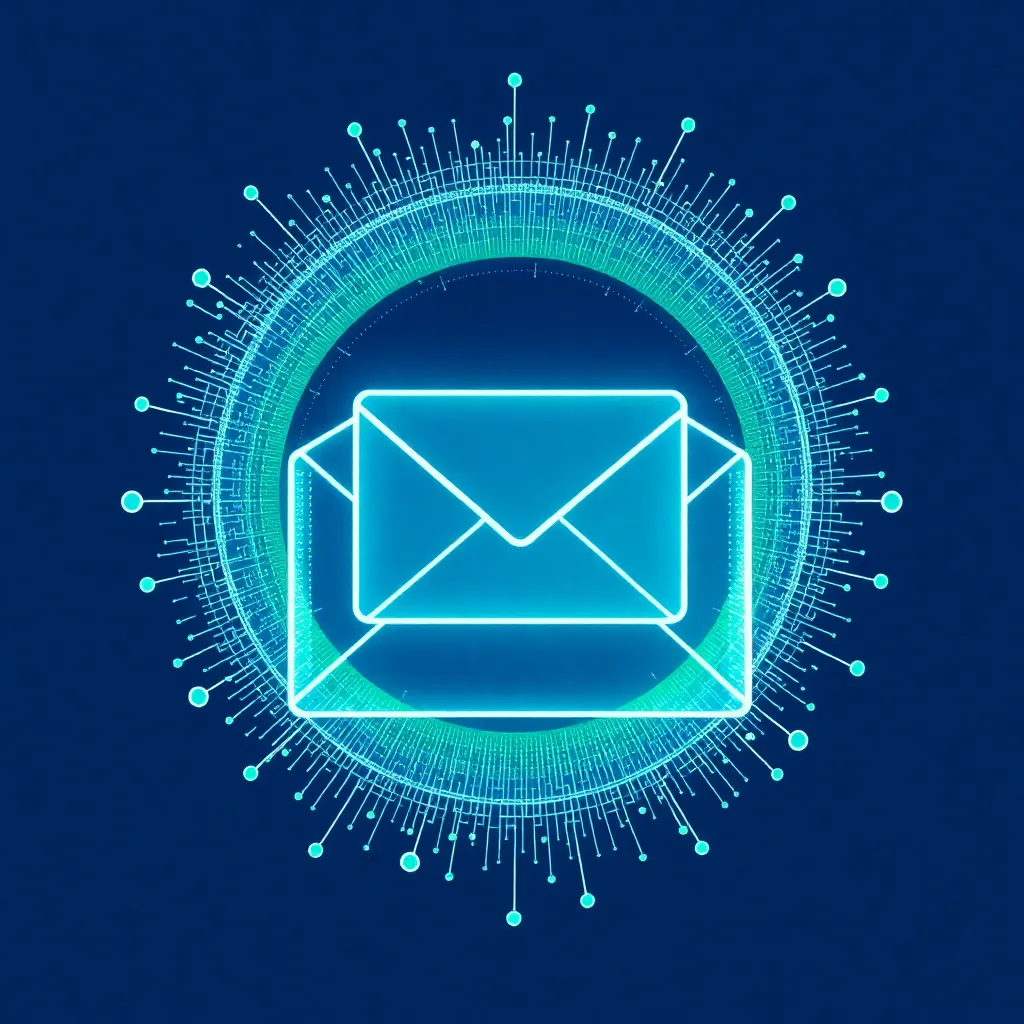 Représentation abstraite d'un filtre anti-spam comme bouclier numérique qui trie les e-mails