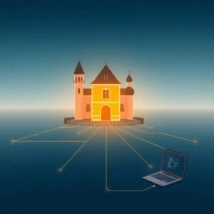 Visualisation abstraite du cryptage SSL/TLS avec cadenas et des connexions de données sécurisées