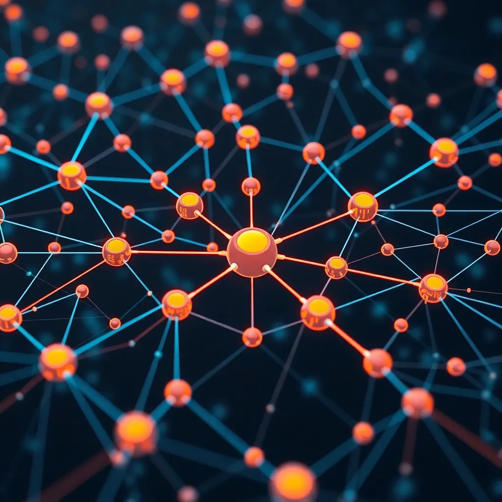 Visualisation d'un réseau swarm computing avec nœuds connectés et flux de données