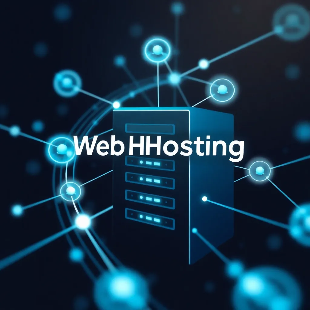 Illustration abstraite du concept d'hébergement web avec des serveurs en réseau et des nuages de données