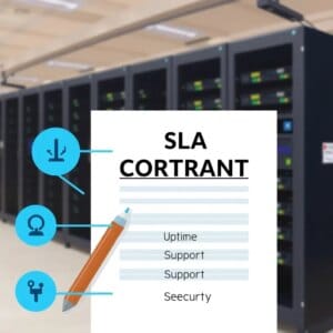 Illustration d'un accord de niveau de service (SLA) pour l'hébergement web avec les éléments clés mis en évidence