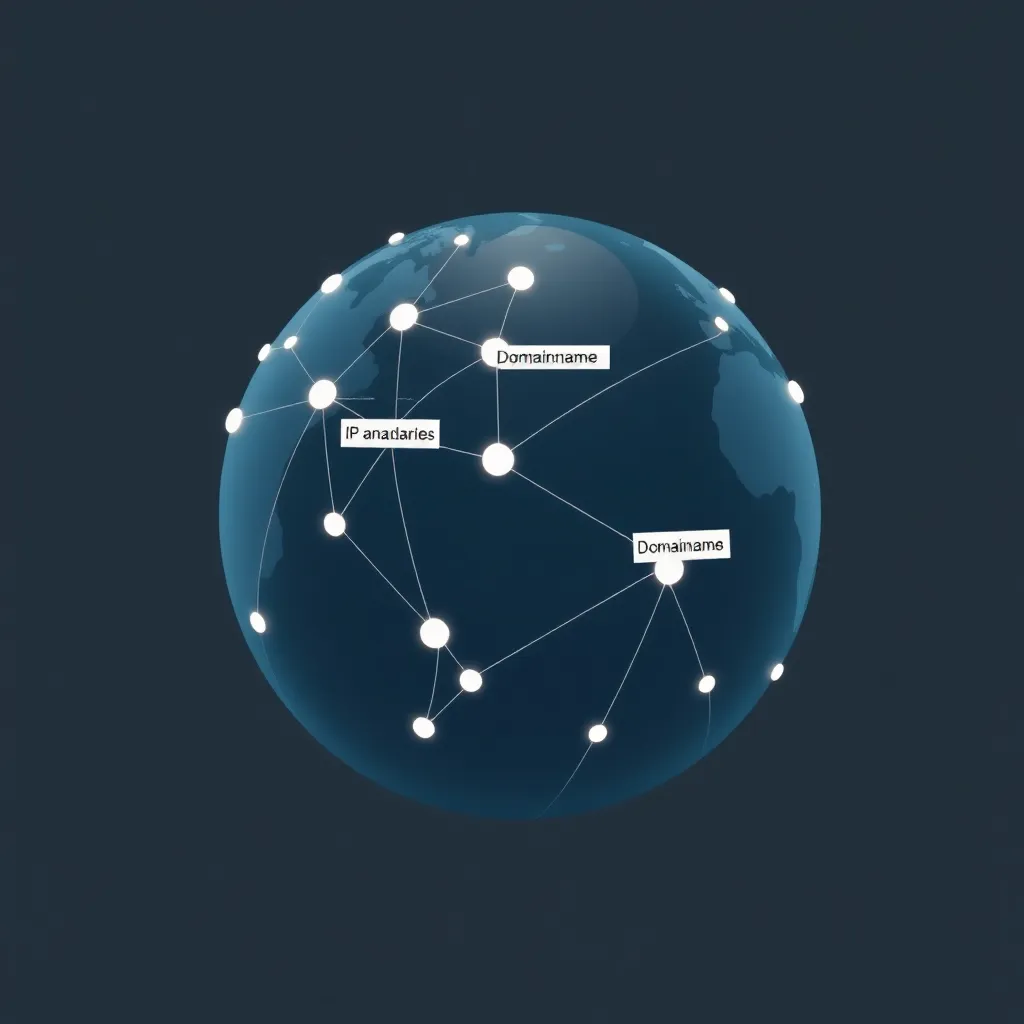 Illustration abstraite du service WHOIS avec un globe en réseau et une loupe