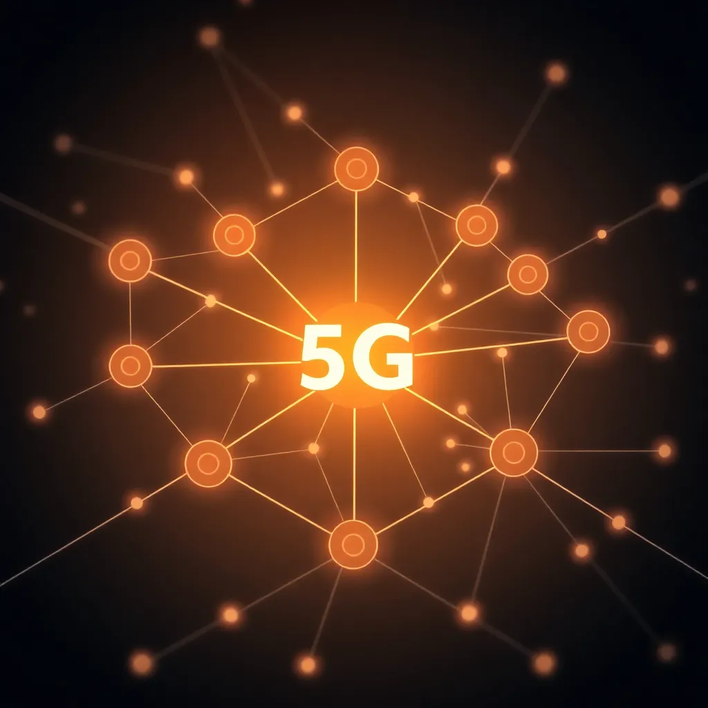 Représentation abstraite de nœuds 5G et edge computing en réseau avec flux de données