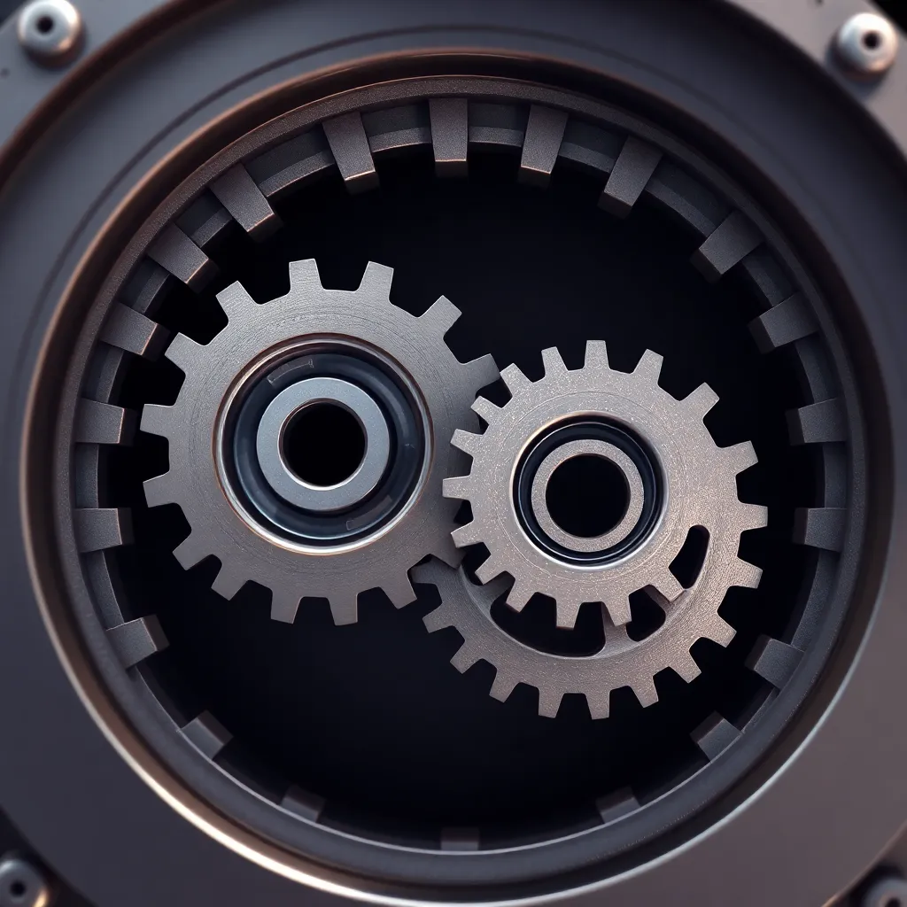 Représentation abstraite d'Apache et de Nginx comme des roues dentées qui s'engrènent dans une machine serveur web
