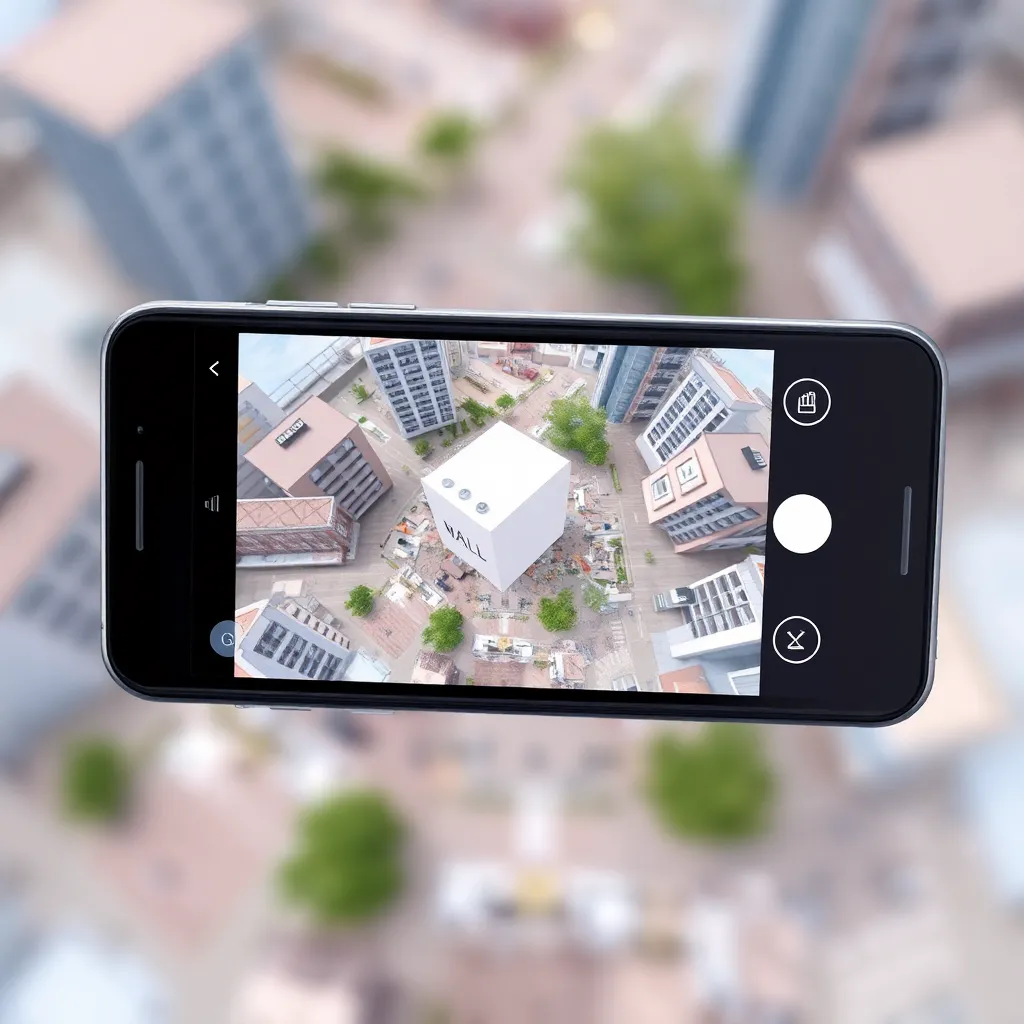 Un smartphone affiche le modèle AR d'un produit dans un environnement réel