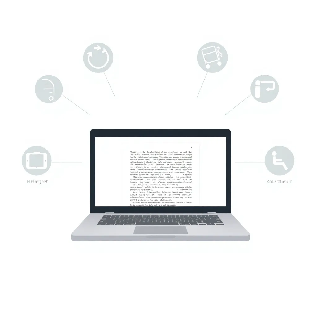 Présentation abstraite de PDF accessibles avec ordinateur portable et symboles d'accessibilité