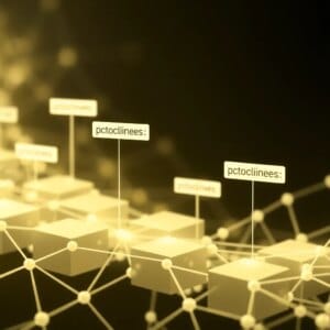 Représentation abstraite de la technologie blockchain et des noms de domaine