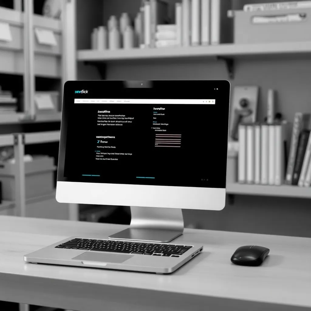 Bureau avec ordinateur portable et dossiers pour logiciels de gestion