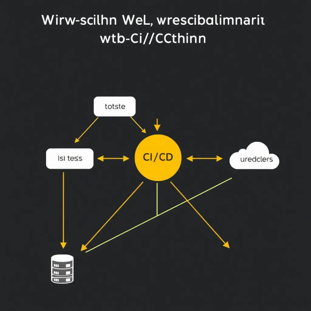 Diagramme abstrait du processus CI/CD dans un environnement d'hébergement web